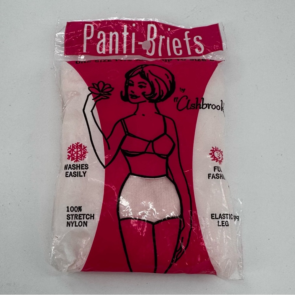 Vintage Ash Brooks‎ Panties Briefs Stretch White Nylon Satin Underwear Intimates